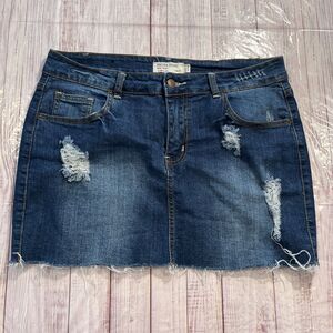 Vintage Encore Jeans Miniskirt Distressed Denim Made in USA Size XL Style 9456.